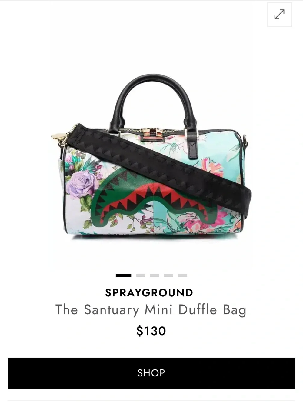 Sprayground Floral Shark Satchel in Teal, Black, Pink
